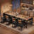 Dining Table Set,Compact Dining Room Set Retro Kitchen Table & Chairs with Built-in Wine Rack, Space-Saving Rectangular Dining Set for Small Spaces-1548559299-1548559308