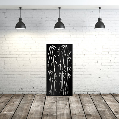 Panneau d'intimité en aluminium bambou découpé au laser - Art mural d'extérieur en métal thermolaqué, cloison de clôture décorative