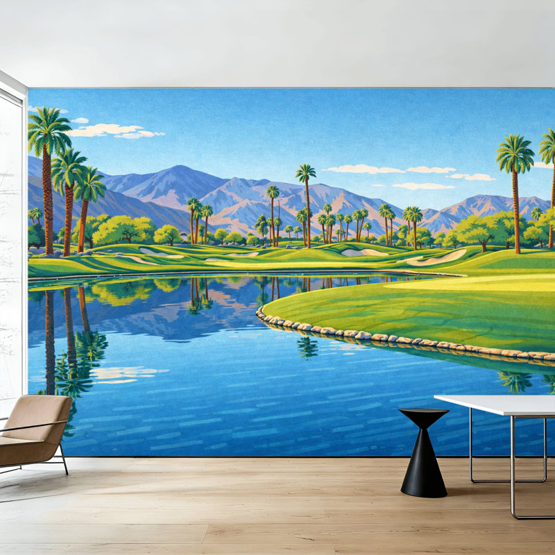 Papier peint auto-adhésif adhésif pour terrain de golf Palm Springs, 144" L x 100" W