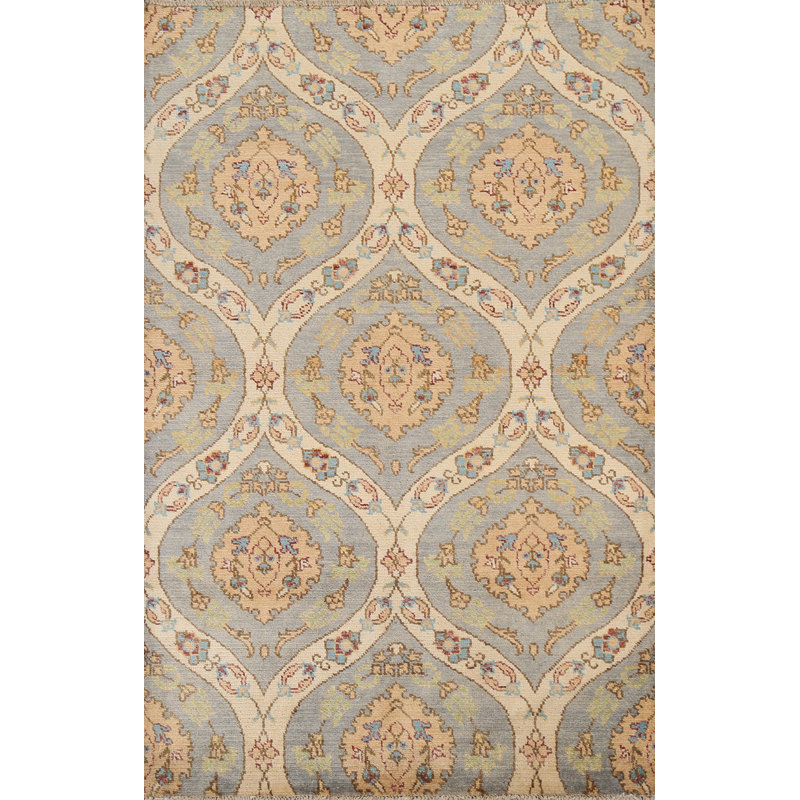 Tapis en laine noué à la main 4 pi 2 po x 6 pi 1 po Oushak