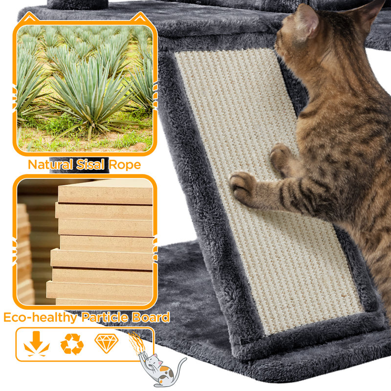 146 cm H Cat Tree / Condo, Dark Gray