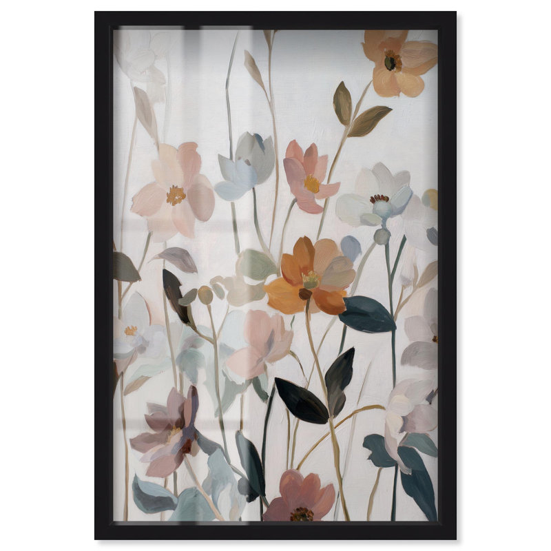 Décoration murale de salle de bain «Dreamy Blossoms I» par Art Remedy, cadre noir, 24 x 36, H 37 po x l 25 po