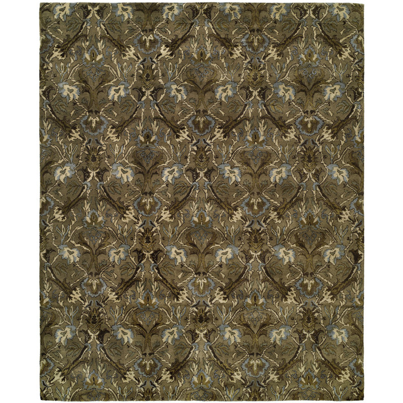 Tapis décoratif brun en laine Touffeté à la main florale, 2 pi x 3 pi