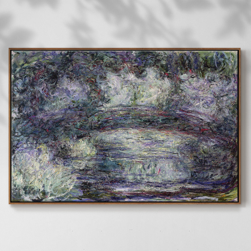 "Pont japonais Japonilainen Silta" par Monet, reproduction d'art sur toile, H 41 po x l 27 po x P 2 po, Noyer