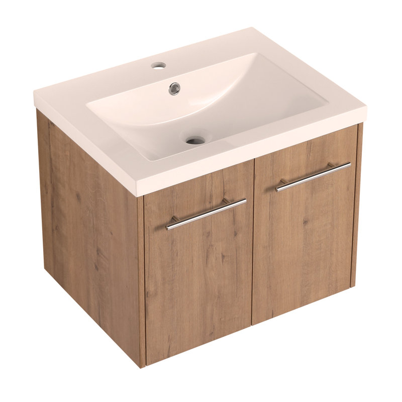 Armoire de salle de bain 24 po avec lavabo, portes, fixation flottante, pour petite salle de bain