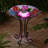Solar LED Floral Glass Bird Bath with Stand - Butterflies & Peonies