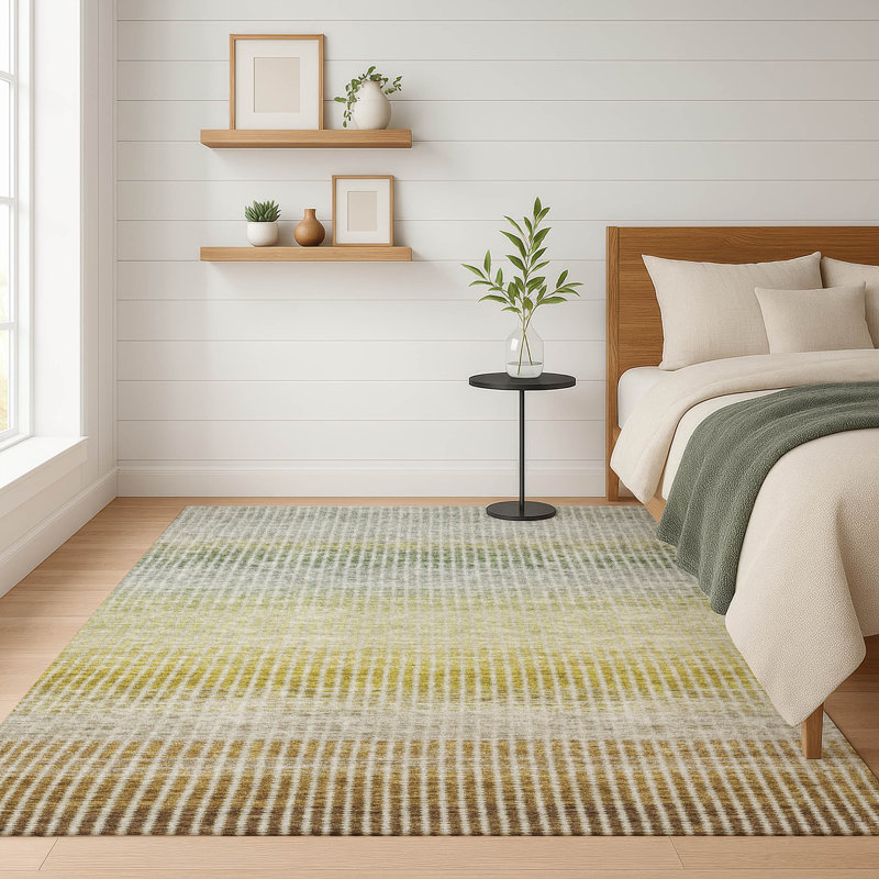 Premium Machine Washable Mayfield AMF2313 Stripes Rug, 3' x 5', Brown