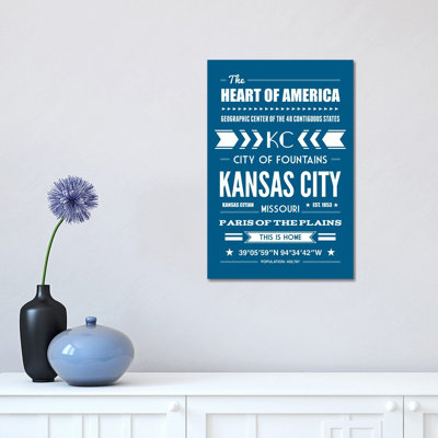Kansas City - Typography Print 1 Piece Wrapped Canvas Wall Art