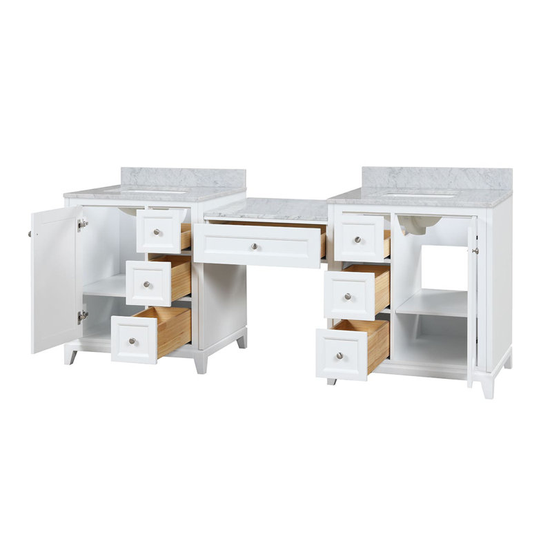 Atwell 84 Inch Modern Console Vanity 82.25;82.25 " W Freestanding Standard Free Standing 2 Double Vanity Bathroom Vanity With Marble Top