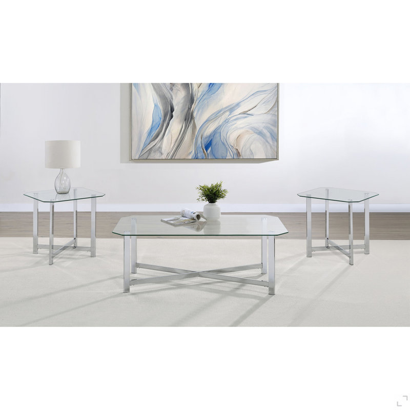 Chrome 3-piece Coffee Table Set