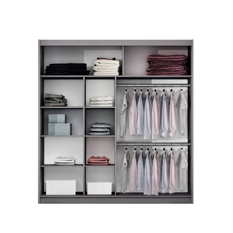 Bilotti Manufactured Wood Wardrobe, Lava and Black Gloss