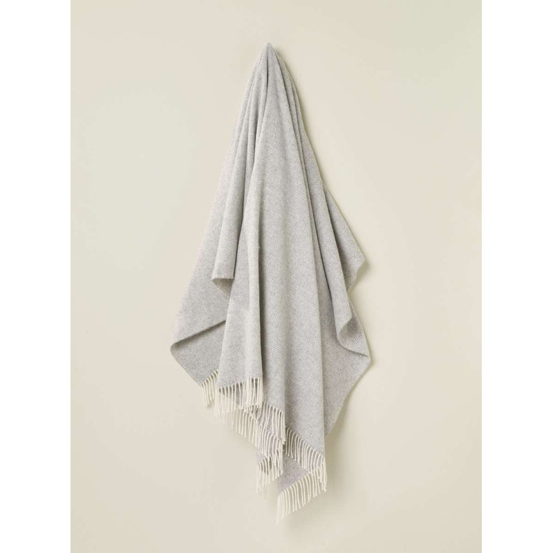 Jeté tissé en laine d'agneau Merino, Chevron gris