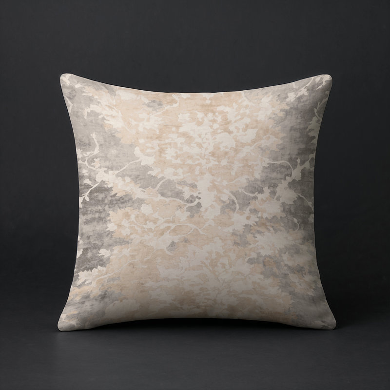 Coussin décoratif intérieur et extérieur Modern, Carré 16 po, Beige / kaki abstrait
