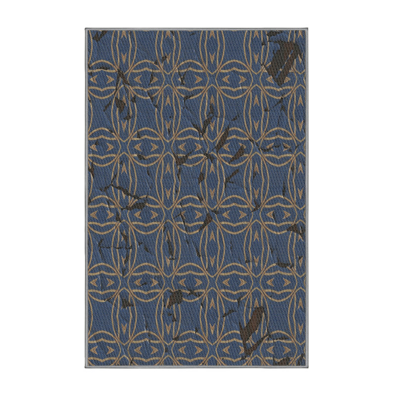 Tapis bleu/gris à motifs Drumcullen, Rectangle 5 pi x 8 pi