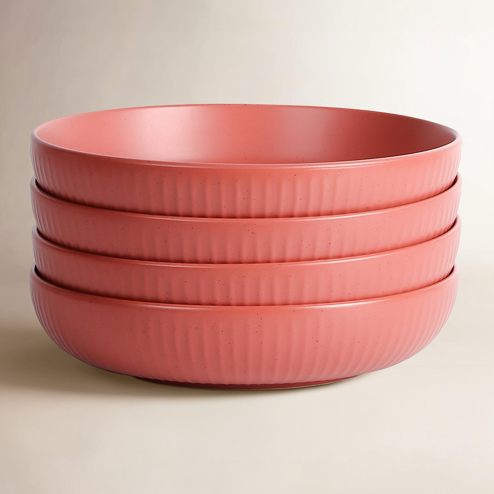 Stone Lain Logan 4-Piece Bowl Set Stoneware, Orange