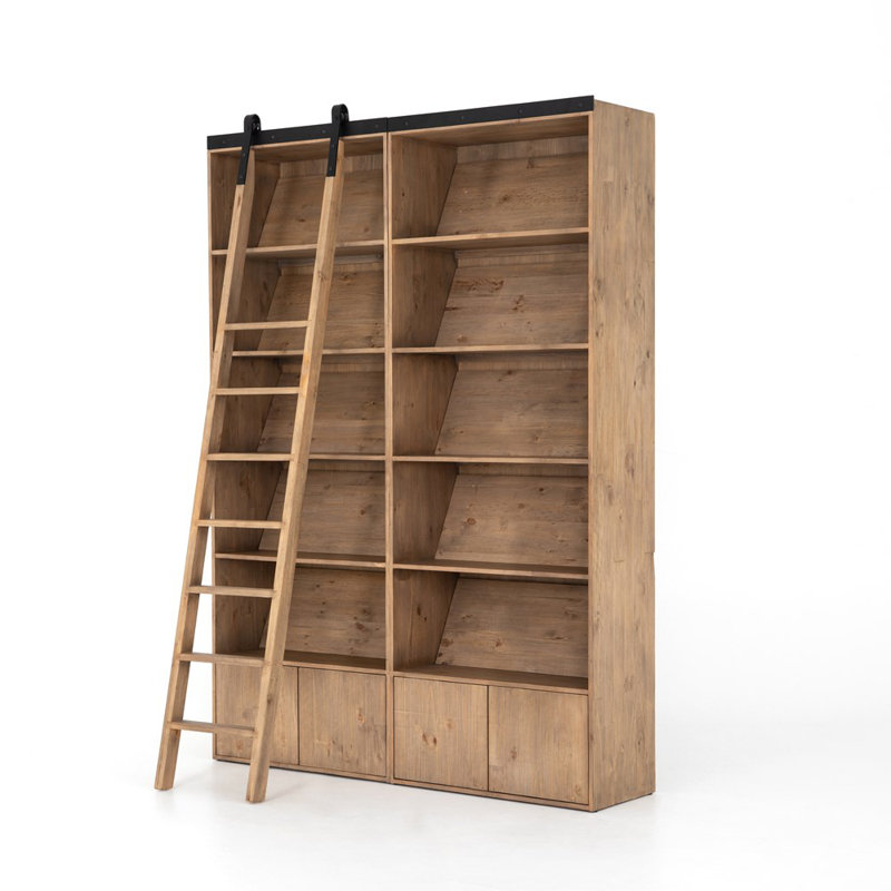 Bane Solid Wood Bookcase, Smoked Pine
