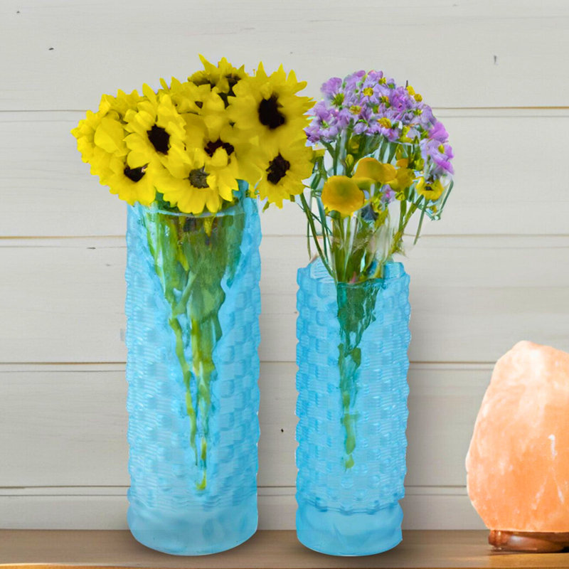 Ensemble de vases de table en verre texturé Aliauna, Bleu