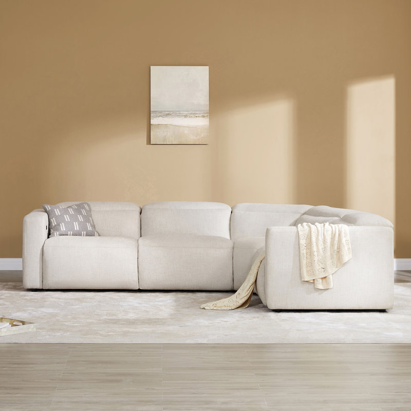 5-Piece Wall-hugger Upholstered Power Reclining Sectionnal, Right Hand Facing, 39.4" H x 125.2" W x 91.7" D
