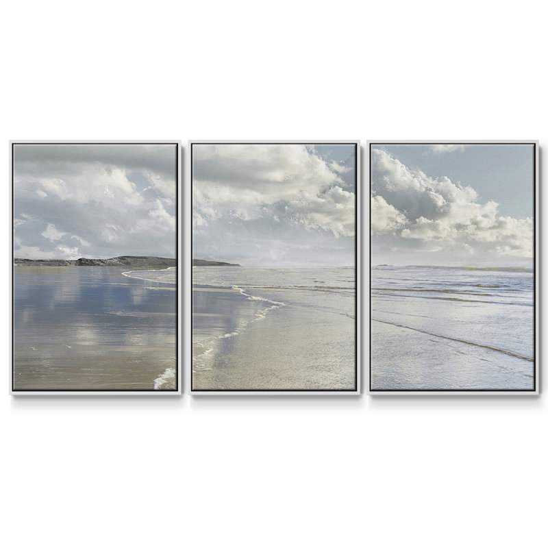 Infinity Beach, reproduction sur toile 3 pièces, H 24 po x l 48 po x P 2 po, Blanc