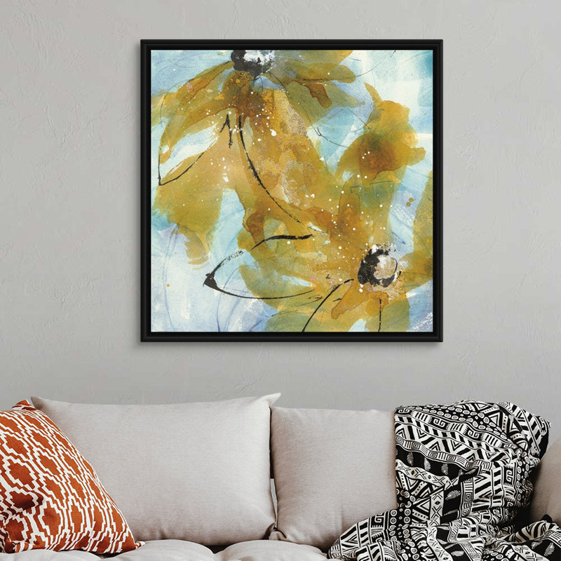 «Amber Blue I» par Chris Paschke, reproduction d'art graphique sur toile, H 38 po x l 38 po x P 1,75 po, Cadre flottant noir