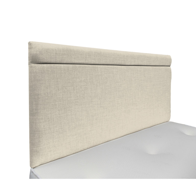 Burchette Upholstered Linen Panel Headboard, Double (4'6), Ivory, Plush Velvet