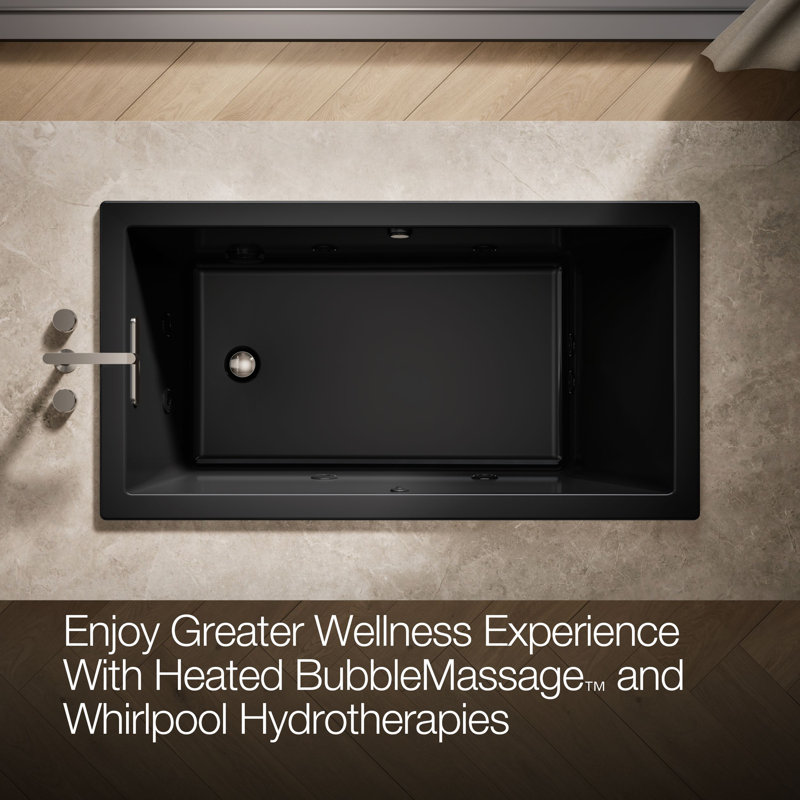 Underscore 60" x 32" Alcove/Tile In Whirlpool Acrylic Bathtub with Heater, Black