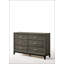 Commode Valdemar au fini gris patiné avec six tiroirs spacieux et un design contemporain pour les chambres modernes