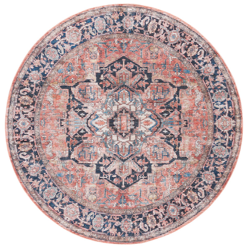 Manveer Serapi Performance Machine Washable Oriental Rug, Round 6'7"