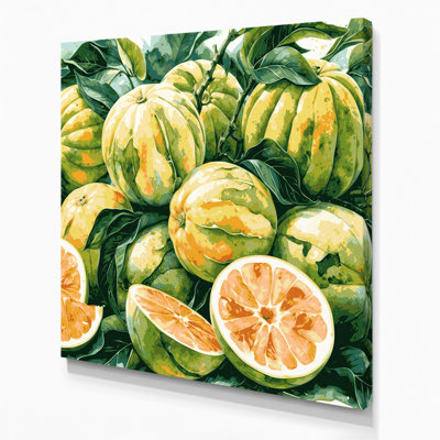 Art mural sur toile beige Fruit Pomelo