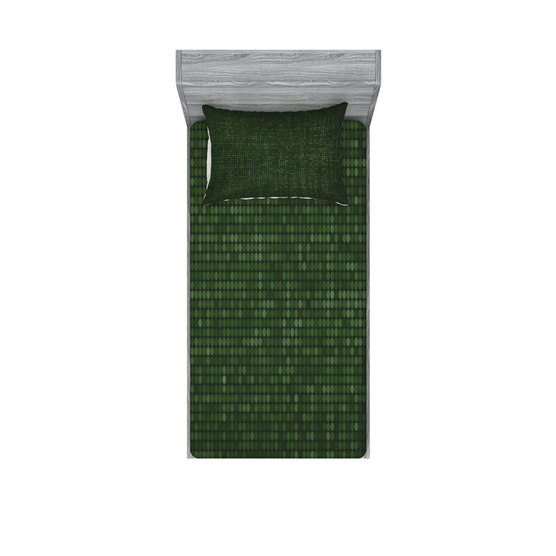 Drap-housse et coussin décoratif vert forêt Ambesonne, Ensemble de draps-housses pour lit simple TG + 4 t