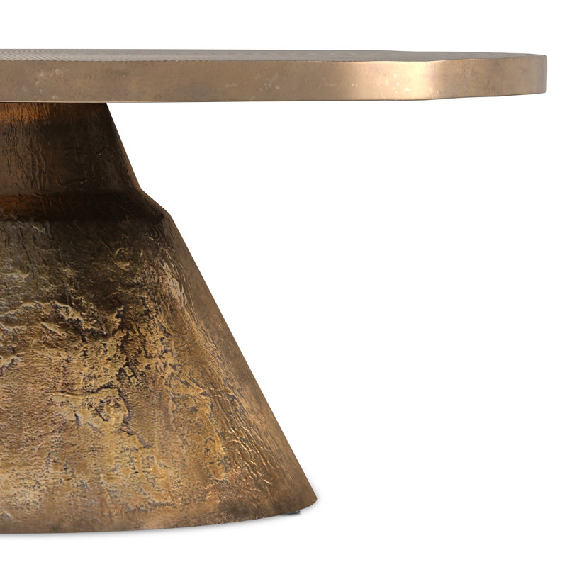 Michelle Vintage Brass Round Cast Aluminum Coffee Table