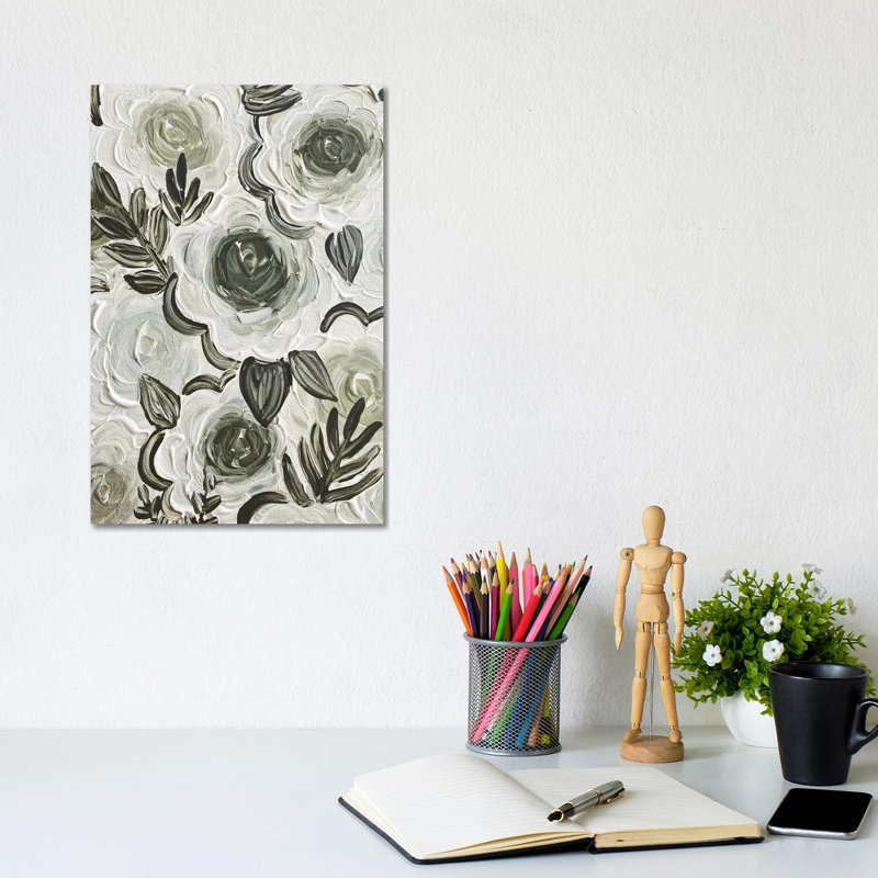 Enchanted Green Florals by Katie Bryant - Wrapped Canvas Painting, 20.32 cm H x 30.48 cm W