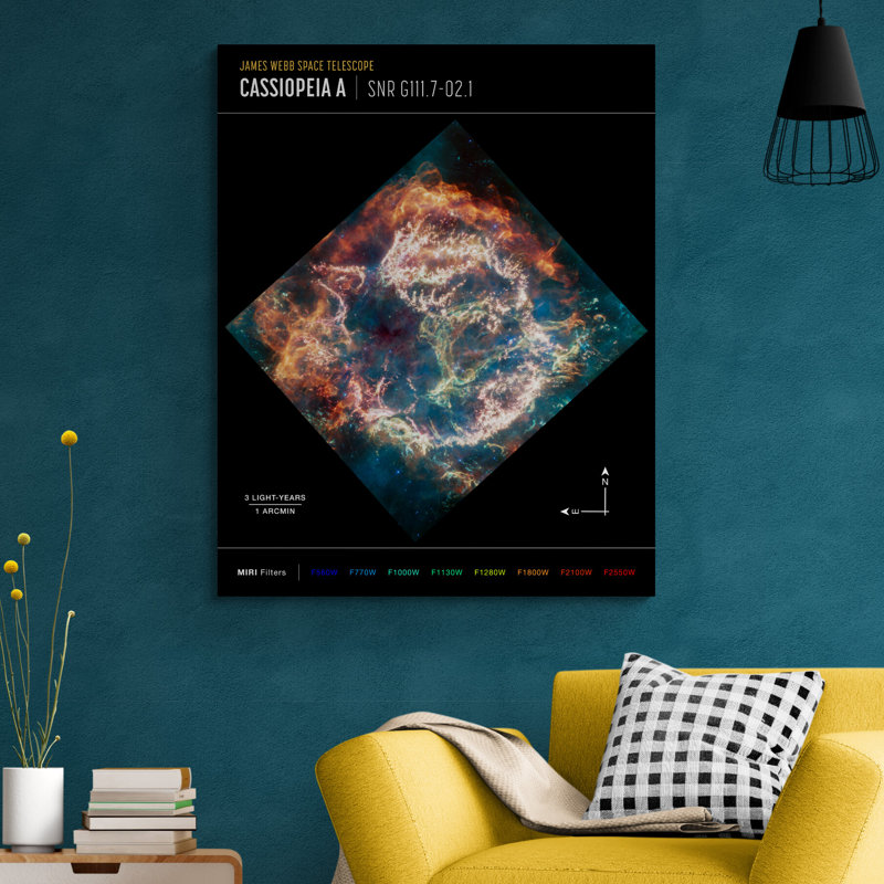 NASA James Webb Telescope - Cassiopeia A Compass Image - Closed Corner Frame Print, 81cm H x 61cm W x 4cm D