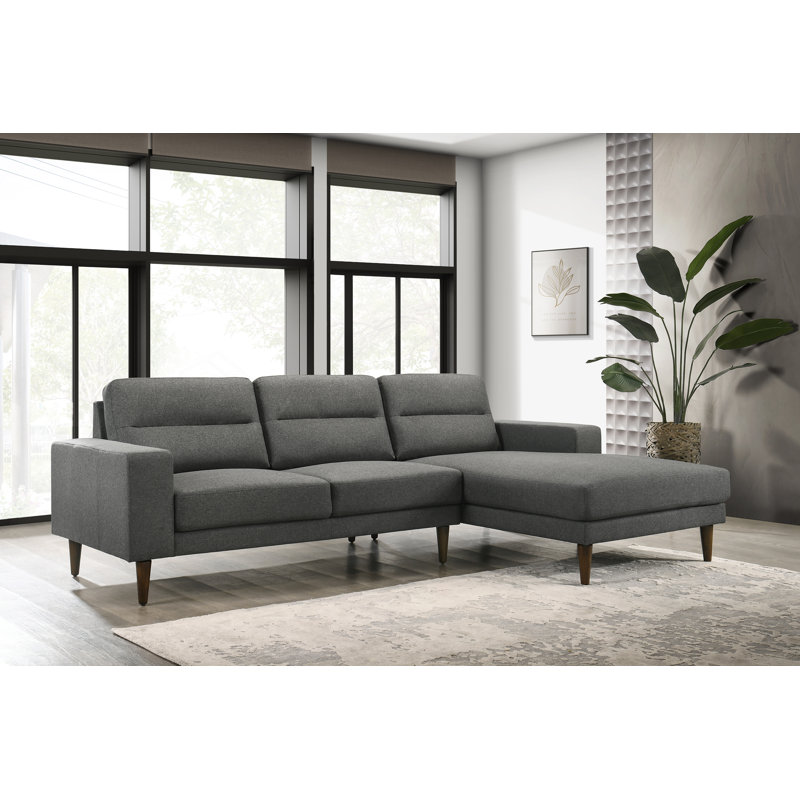 Loseff Pointer 2-Piece Fabric Upholstered Sectional, Gray