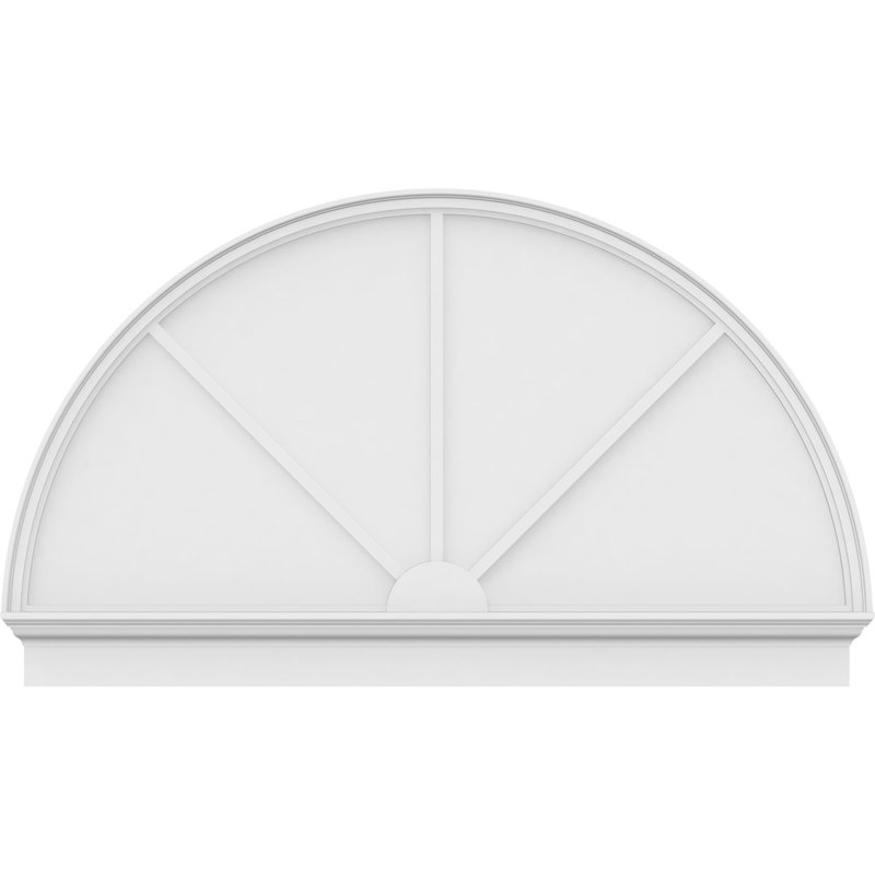66"W x 39-3/4"H x 2-3/4"P Half Round 3 Spoke Architectural Grade PVC Combination Pediment, 39-3/4" H  x 66" W  x  2-3/4" D