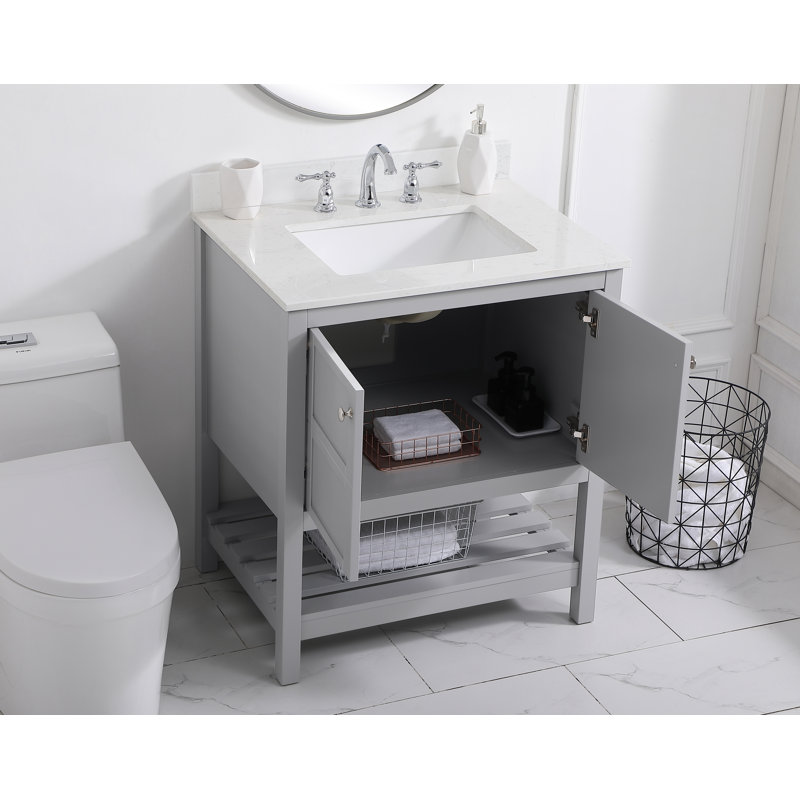 Krish 30'' Single Bathroom Vanity with Top, Gray
