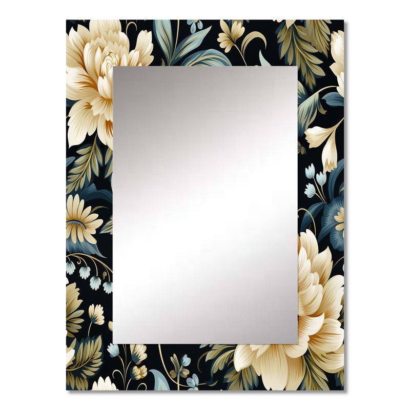 Aleashia Tribal Green Damask Accents - miroir décoratif damassé, miroir mural bohème, impression d'art en métal
