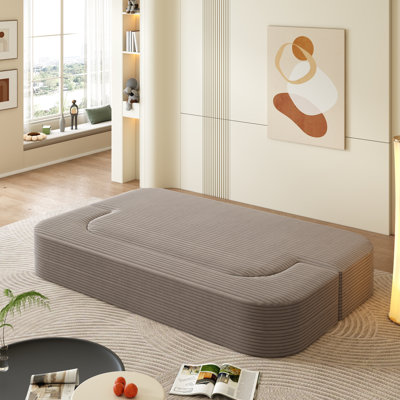 Modern 2-in-1 Foldable Sofa with Functional Blanket and 2 Soft Pillows,Comfortable Plush Corduroy Fabric Sofa, Convertible Sleeper Sofa Bed, Deep Seat Sofa Couch for Living Room
