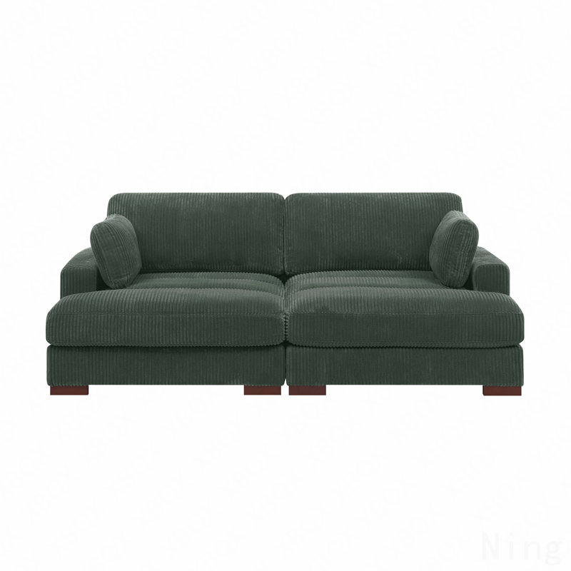 Large Seating Chaise Loveseat, Dark Green
