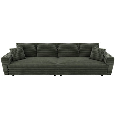 102.4" 4 - Seat Corduroy Cloud Couch, Upholstered With Removable And Sinuous Springs, Ensuring Superior Comfort , Modern Comfy Couch Multiple Pillows, Optimal Support