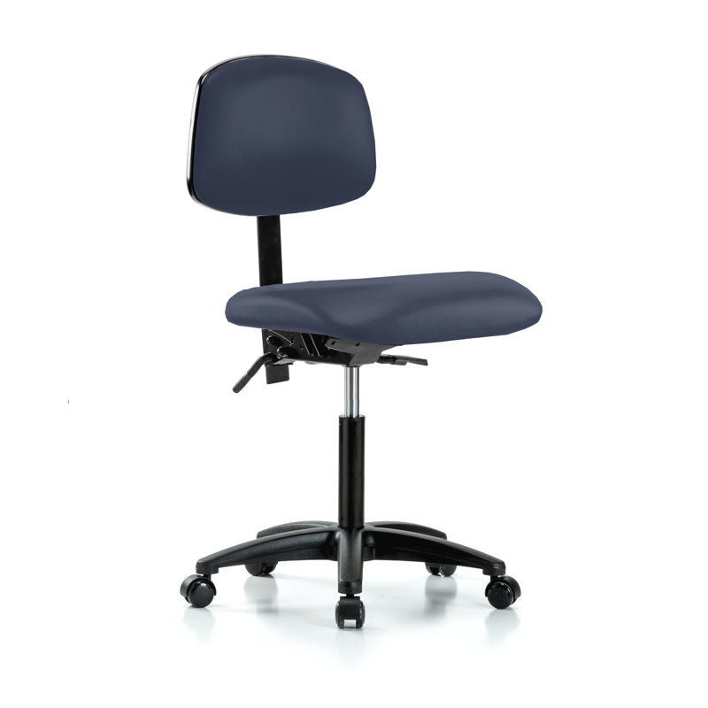 PERCH Multi-Task Office Chair with Adjustable Armrests | Medium Bench Height 20-27", Imperial Blue Vinyl, Not Included
