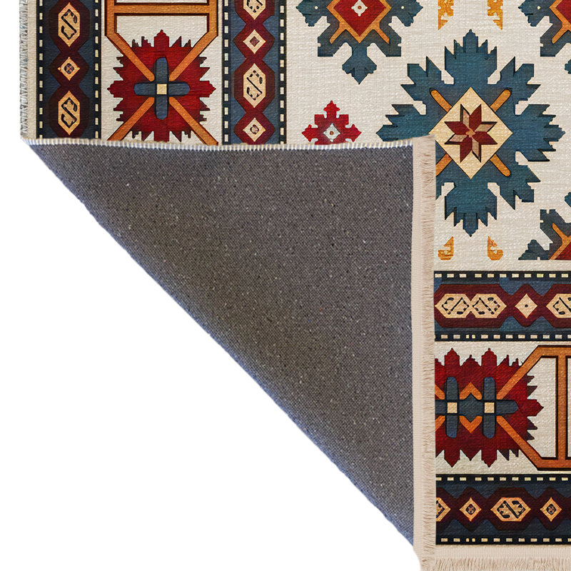 Multi-Coloured Mixed Geometric Shape Motif Patterned Creative Vintage Decorative Rug, Runner 3'3.37" x 9'10.11"