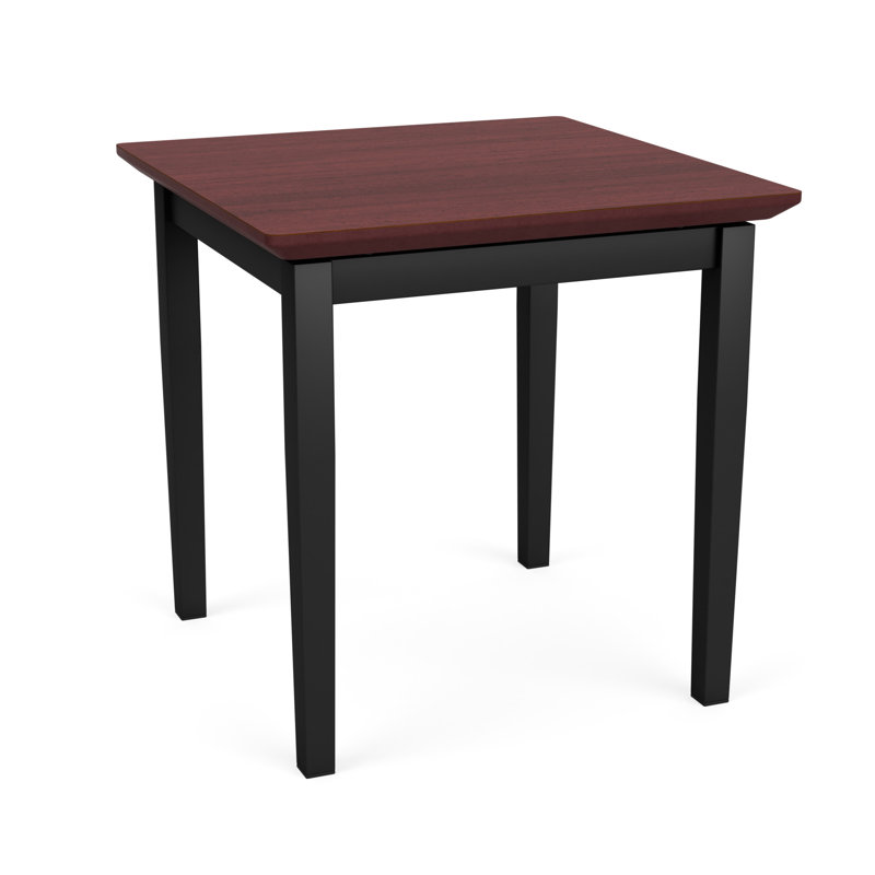 Lenox Steel Waiting Reception End Table Metal Frame 20x20" High Pressure Laminate Top, Black, Chelsea Mahogany