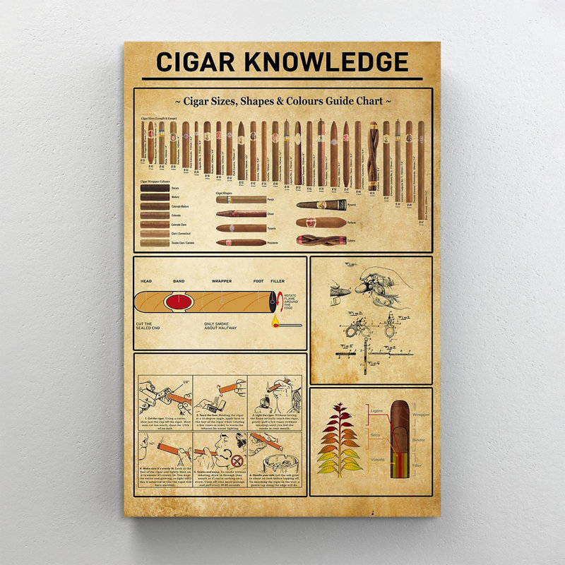 Cigare connaissance, amateur de cigares, impression sur toile tendue, H 36 po x l 24 po x P 1,25 po