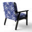 Fauteuil d'appoint rembourré à motif floral rayé bleu et blanc