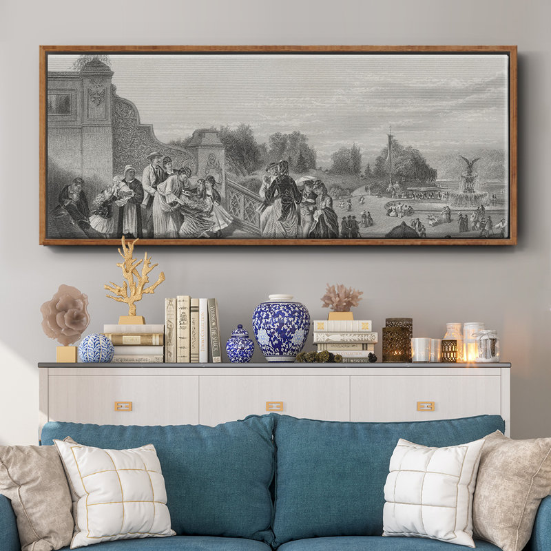 The Terrace, Central Park- Framed Canvas, 12" H x 30" W