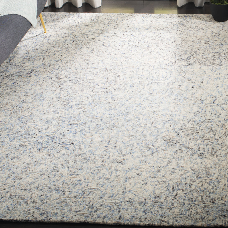 Tapis bleu / ivoire en laine touffeté à la main Toronto, Rectangle 4 pi x 6 pi
