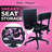 Pink Power Hydraulic Sewing Chair with Wheels and Adjustable Back Support - Armless Chair for Sewing, Crafting