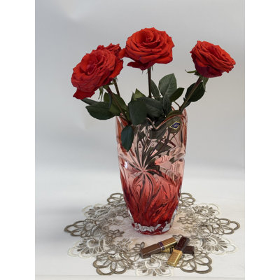 Aurum Crystal 11" Bohemian Crystal Flower Vase — FLORA Collection — Elegant Red and Pink Two-Tone Vase — Luxury Czech Crystal Centerpiece for Home Decor — Perfect Wedding & Anniversary Gift — 211B0D76708E4404AAB48E1D313D2557