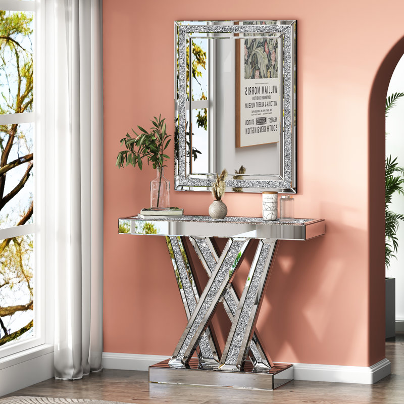 Ensemble console et miroir mural modernes de 120 cm (47,24 po) - Style ultramoderne, contemporain et glamour